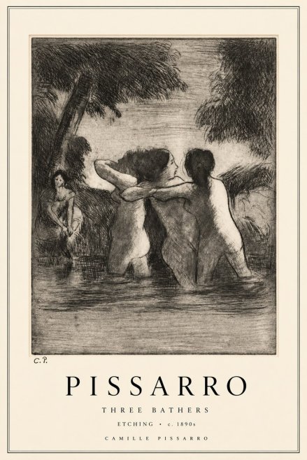 Pissarro Three Bathers No2 - Poszter