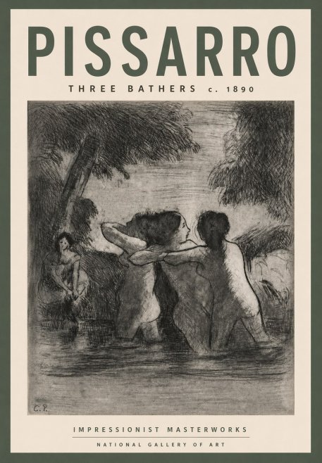 Pissarro Three Bathers No3 - Poszter