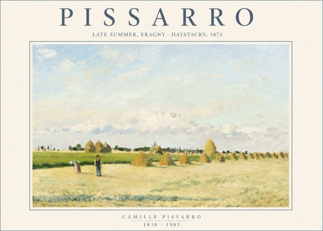 Pissarro Landscape with Haystacks, 1873 No2 - Poszter