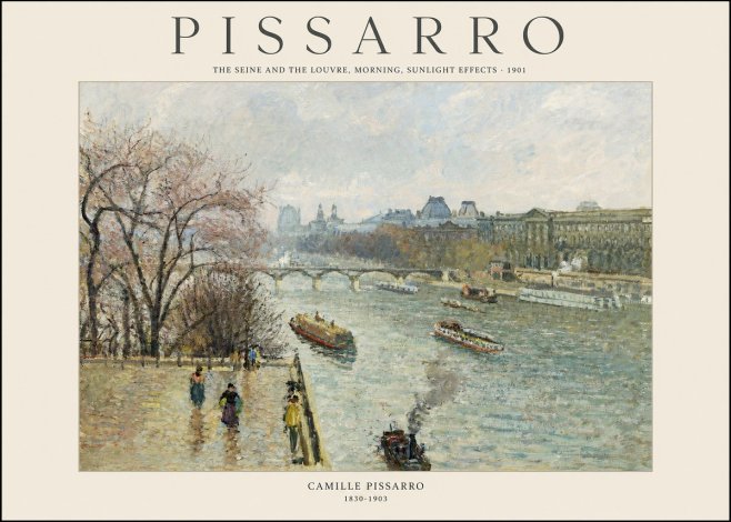 Pissarro The Seine and the Louvre, Morning, Sunlight Effects - 1901 No1 - Poszter