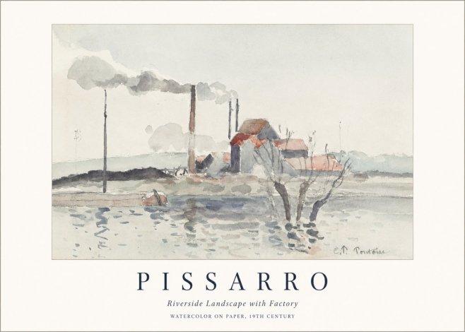 Pissarro Riverside Landscape with Factory No1 - Poszter