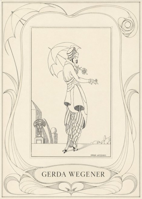 Gerda Wegener Elegant Figure with Parasol No3 - Poszter