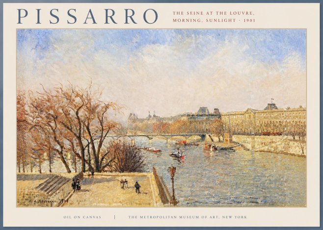 Pissarro The Seine at the Louvre, Morning, Sunlight - 1901 No2 - Poszter