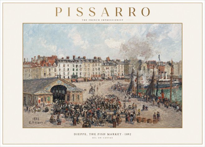 Pissarro Dieppe, the Fish Market No1 - Poszter