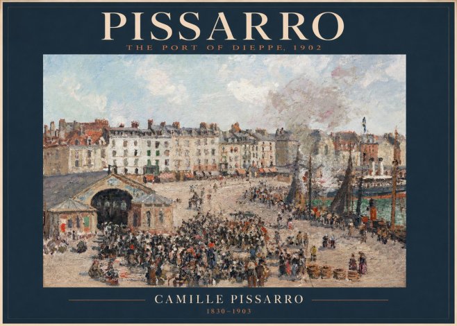 Pissarro Dieppe, the Fish Market No2 - Poszter
