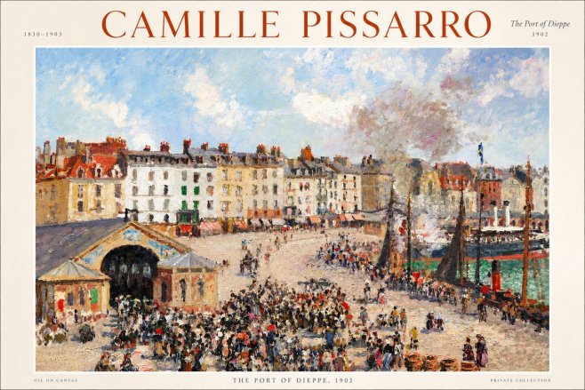 Pissarro Dieppe, the Fish Market No3 - Poszter