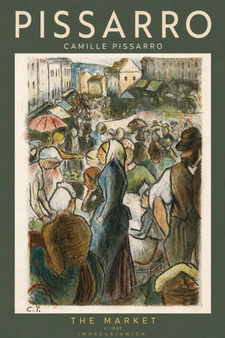 Pissarro The Market, Pontoise No2 - Poszter