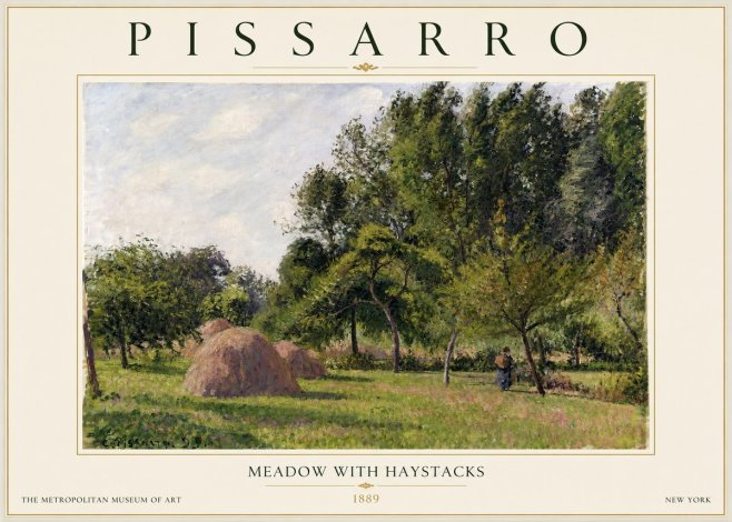 Pissarro Meadow with Haystacks No2 - Poszter