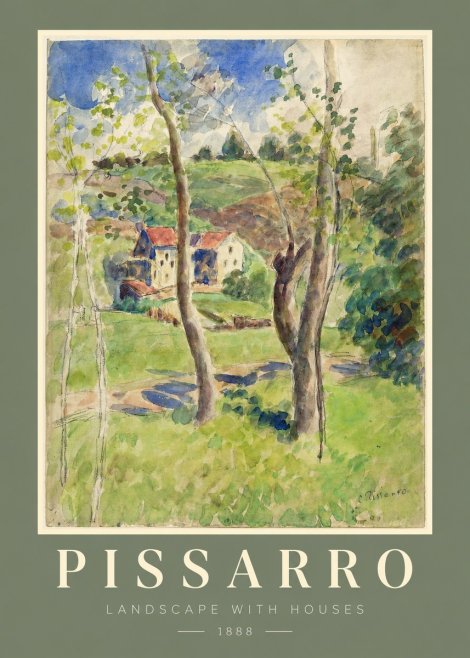Pissarro Landscape with Houses No2 - Poszter