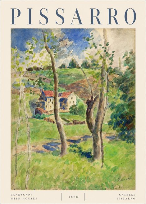 Pissarro Landscape with Houses No3 - Poszter