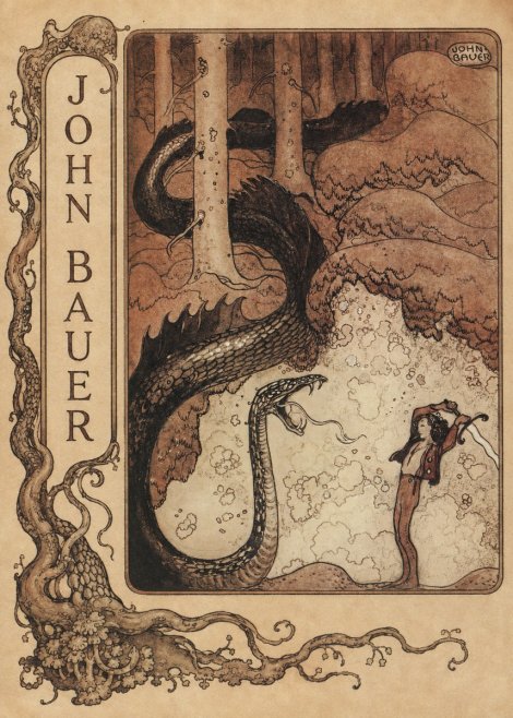 John Bauer The Boy and the Serpent No2 - Poszter