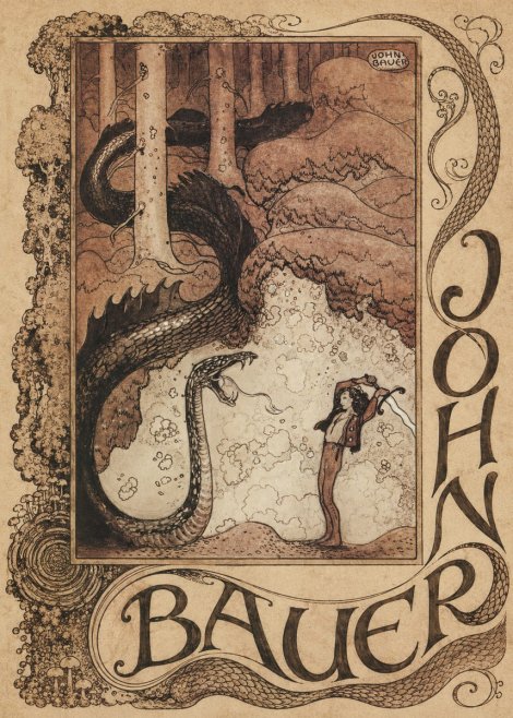 John Bauer The Boy and the Serpent No3 - Poszter