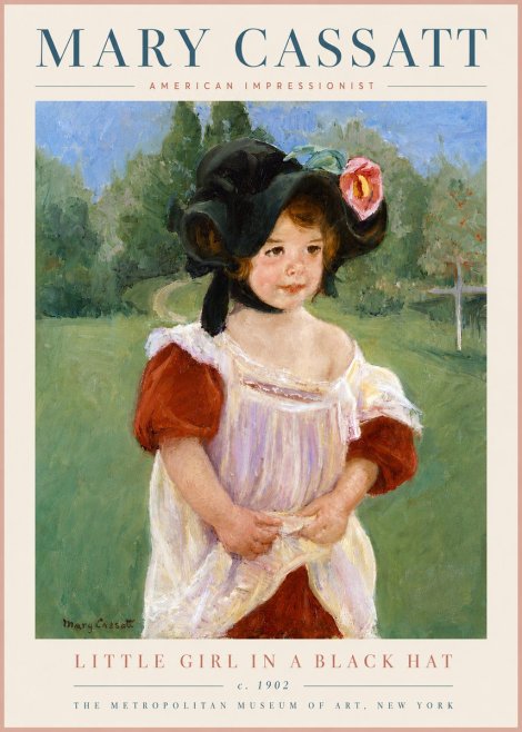 Mary Cassatt Little Girl in a Black Hat No3 - Poszter