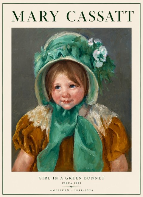 Mary Cassatt Girl in a Green Bonnet No5 - Poszter