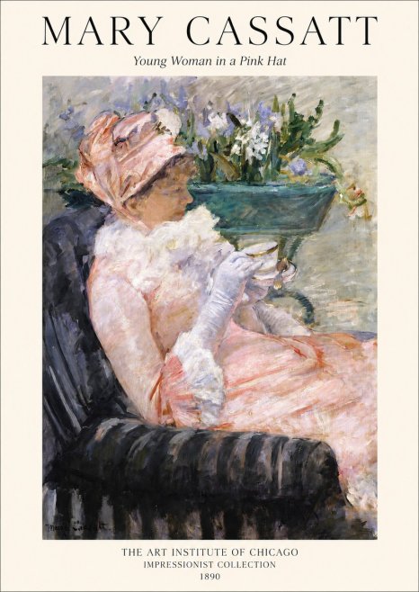 Mary Cassatt Young Woman in a Pink Hat No1 - Poszter