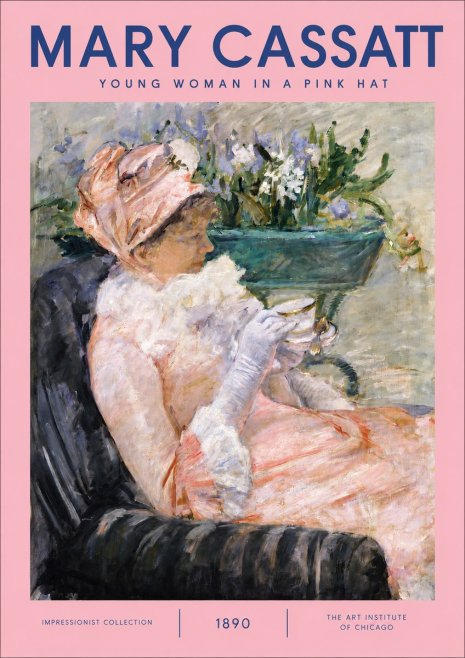 Mary Cassatt Young Woman in a Pink Hat No2 - Poszter