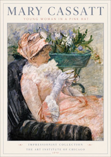Mary Cassatt Young Woman in a Pink Hat No6 - Poszter