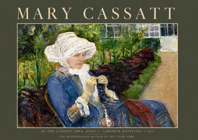 Mary Cassatt In the Garden (Mrs. John L. Gardner Knitting) No5 - Poszter