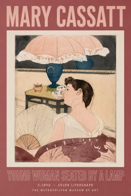 Mary Cassatt Young Woman Seated by a Lamp No2 - Poszter