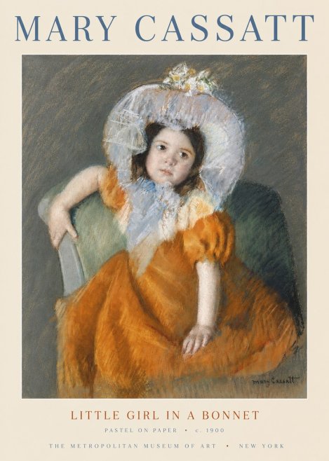 Mary Cassatt Little Girl in a Bonnet No4 - Poszter