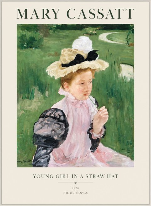 Mary Cassatt Young Girl in a Straw Hat No1 - Poszter