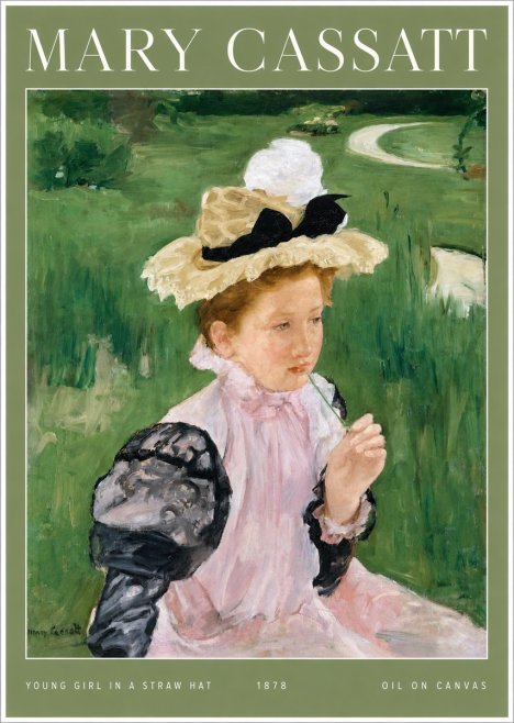 Mary Cassatt Young Girl in a Straw Hat No2 - Poszter