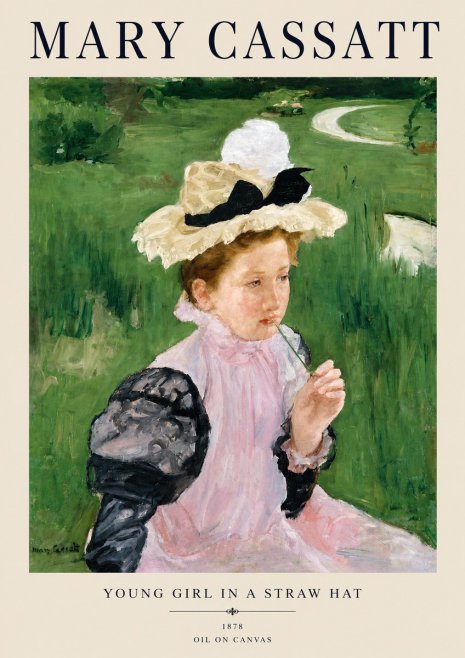 Mary Cassatt Young Girl in a Straw Hat No4 - Poszter
