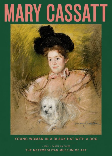 Mary Cassatt Young Woman in a Black Hat with a Dog No2 - Poszter