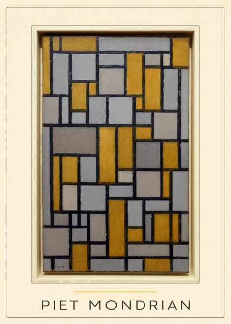 Piet Mondrian Composition in Grey and Yellow No4 - Poszter