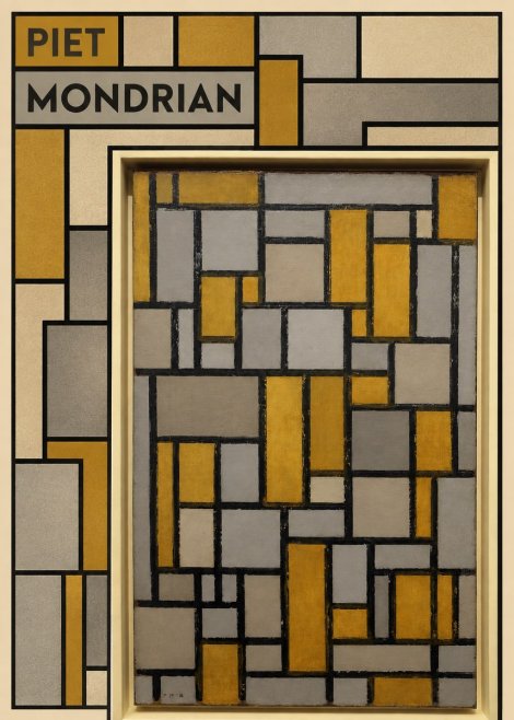 Piet Mondrian Composition in Grey and Yellow No5 - Poszter