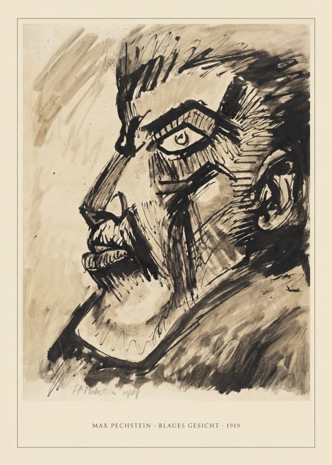 Max Pechstein Blaues Gesicht No3 - Poszter