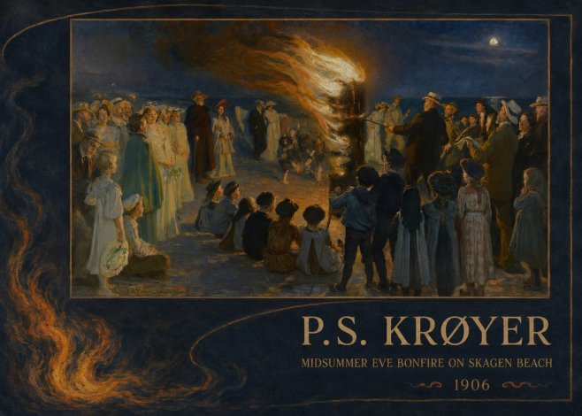P.S. Krøyer Midsummer Eve Bonfire on Skagen Beach · 1906 No2 - Poszter