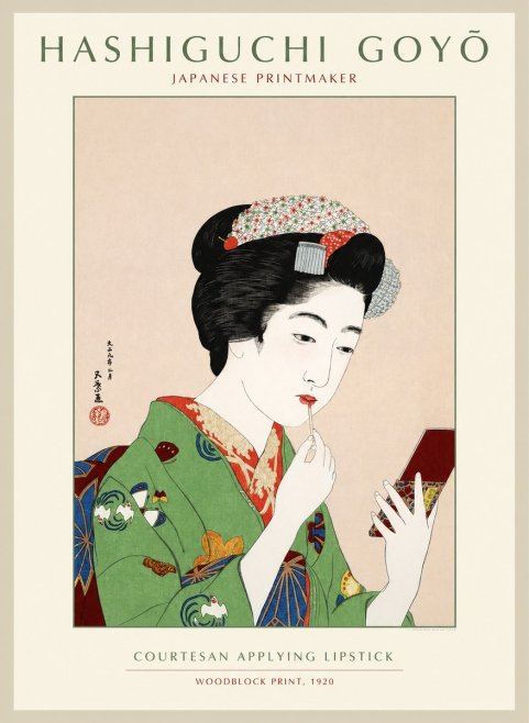 Hashiguchi Goyō Courtesan Applying Lipstick No1 - Poszter