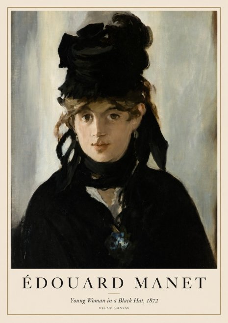 Édouard Manet Young Woman in a Black Hat, 1872 No1 - Poszter