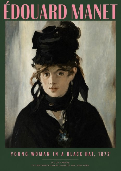 Édouard Manet Young Woman in a Black Hat, 1872 No2 - Poszter