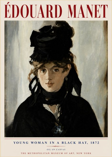 Édouard Manet Young Woman in a Black Hat, 1872 No6 - Poszter