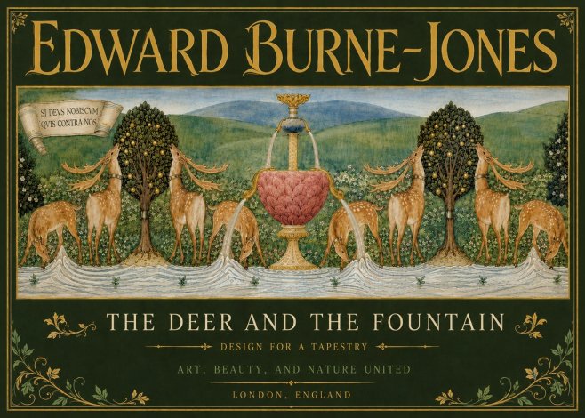 Edward Burne-Jones The Deer and the Fountain No5 - Poszter