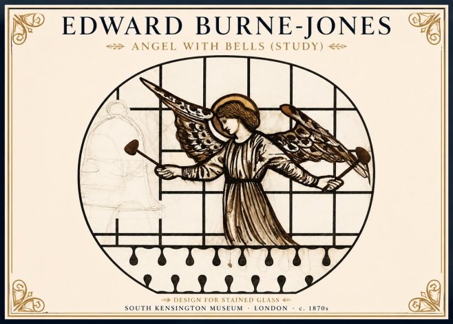 Edward Burne-Jones Angel with Bells (Study) No1 - Poszter