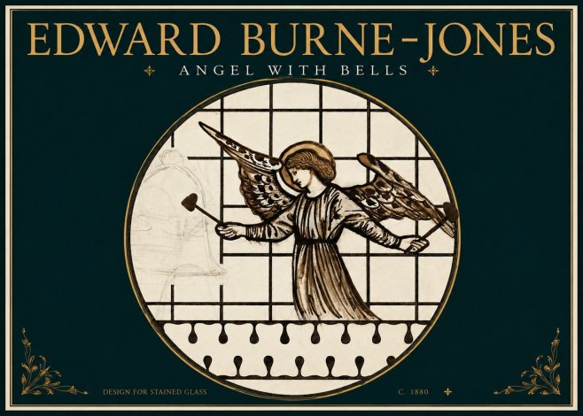 Edward Burne-Jones Angel with Bells (Study) No3 - Poszter