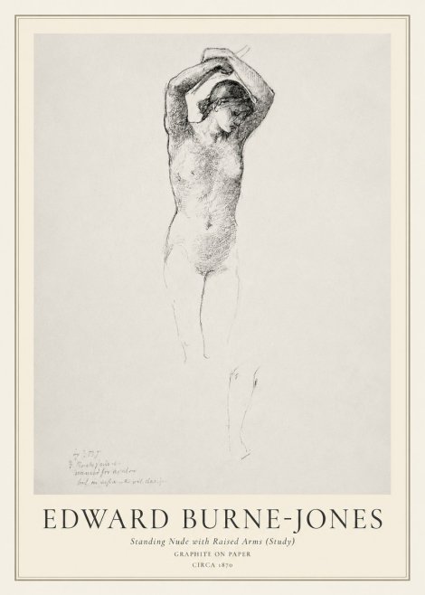 Edward Burne-Jones Standing Nude with Raised Arms (Study) No1 - Poszter