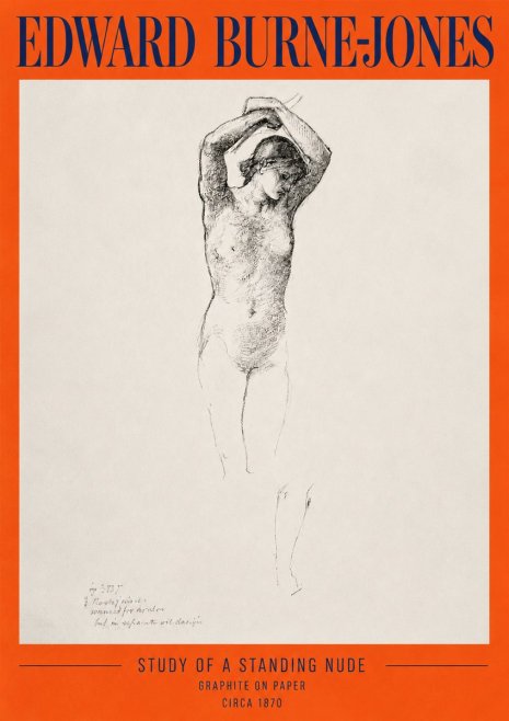 Edward Burne-Jones Standing Nude with Raised Arms (Study) No2 - Poszter