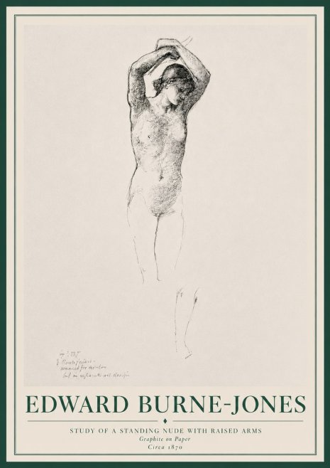 Edward Burne-Jones Standing Nude with Raised Arms (Study) No3 - Poszter