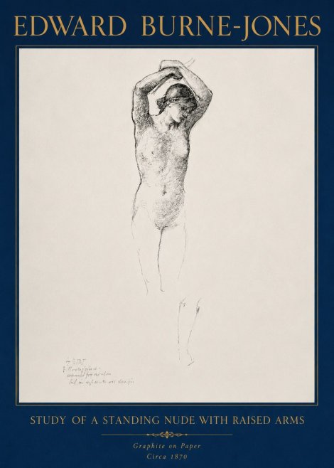 Edward Burne-Jones Standing Nude with Raised Arms (Study) No4 - Poszter