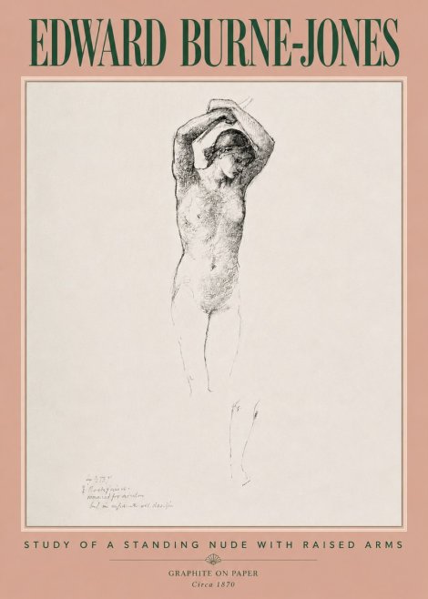 Edward Burne-Jones Standing Nude with Raised Arms (Study) No5 - Poszter