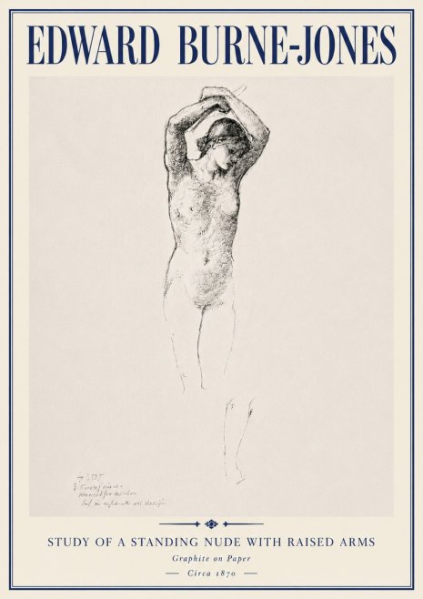 Edward Burne-Jones Standing Nude with Raised Arms (Study) No6 - Poszter