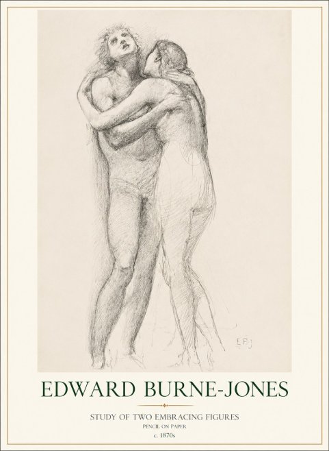 Edward Burne-Jones Study of Two Embracing Figures No1 - Poszter