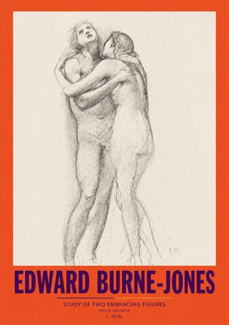 Edward Burne-Jones Study of Two Embracing Figures No2 - Poszter