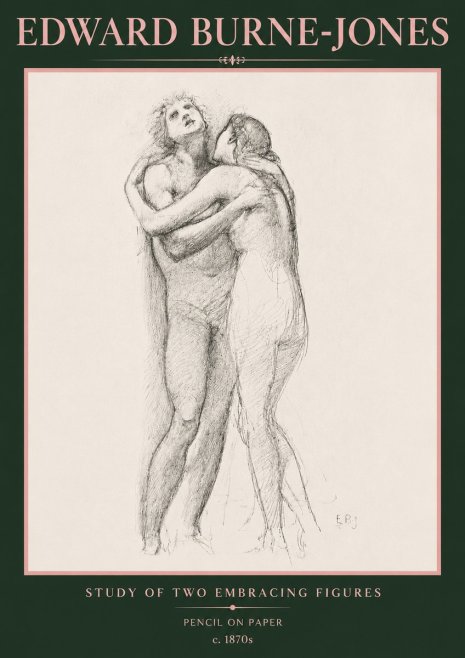 Edward Burne-Jones Study of Two Embracing Figures No5 - Poszter