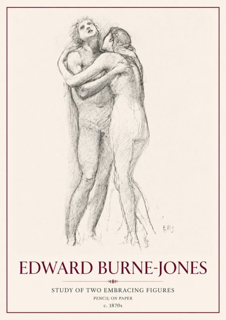 Edward Burne-Jones Study of Two Embracing Figures No6 - Poszter