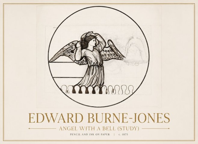 Edward Burne-Jones Angel with a Bell (Study) No1 - Poszter